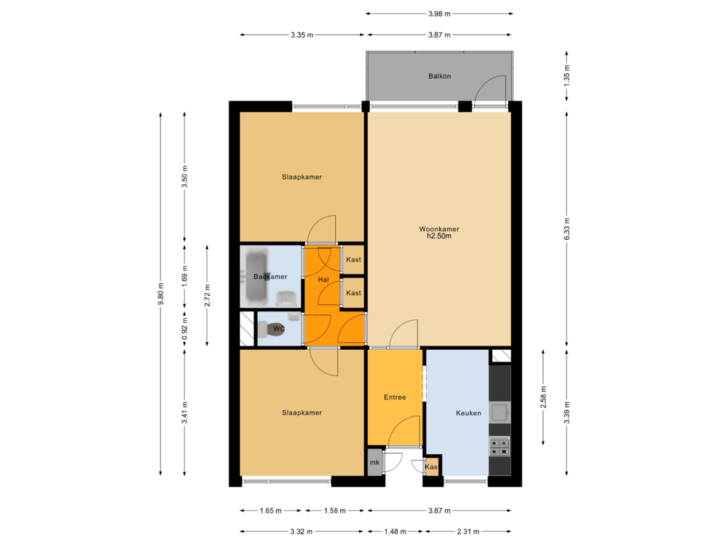 View floorplan of Appartement of Plantsoenstraat 31