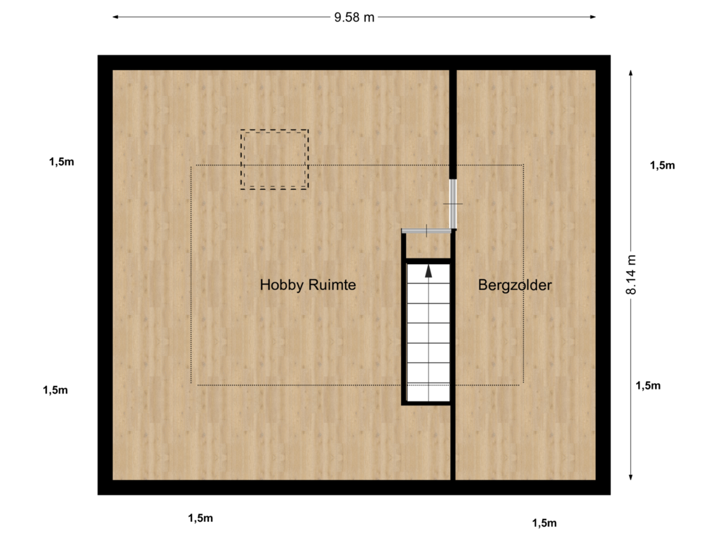 View floorplan of zolder of Octavianus 33