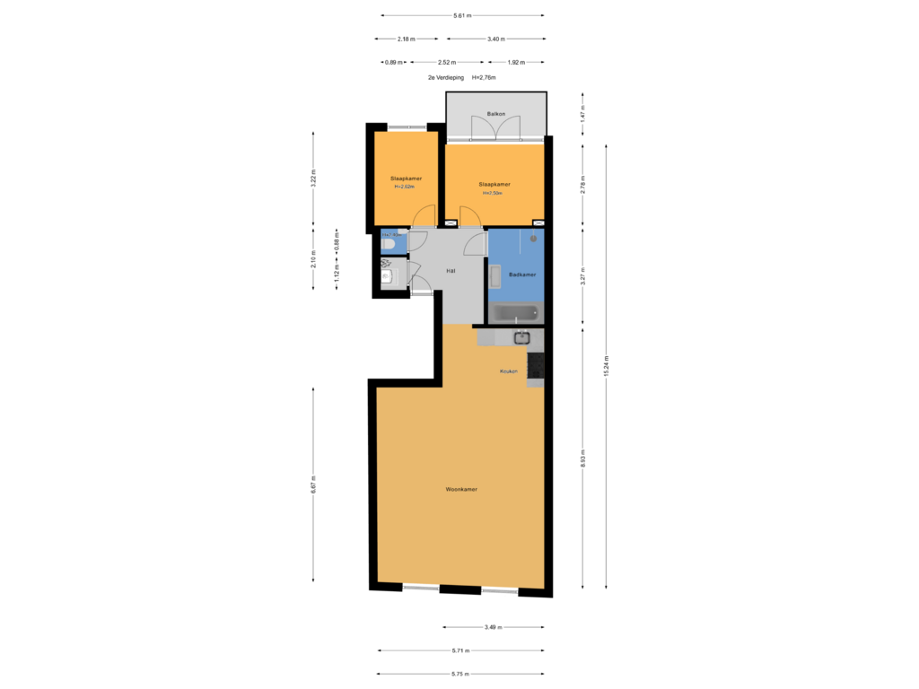 Bekijk plattegrond van 2e Verdieping van Groot Hertoginnelaan 47-B