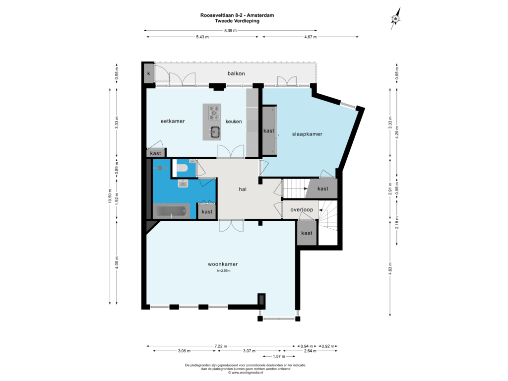 Bekijk plattegrond van Tweede Verdieping van Rooseveltlaan 8-2