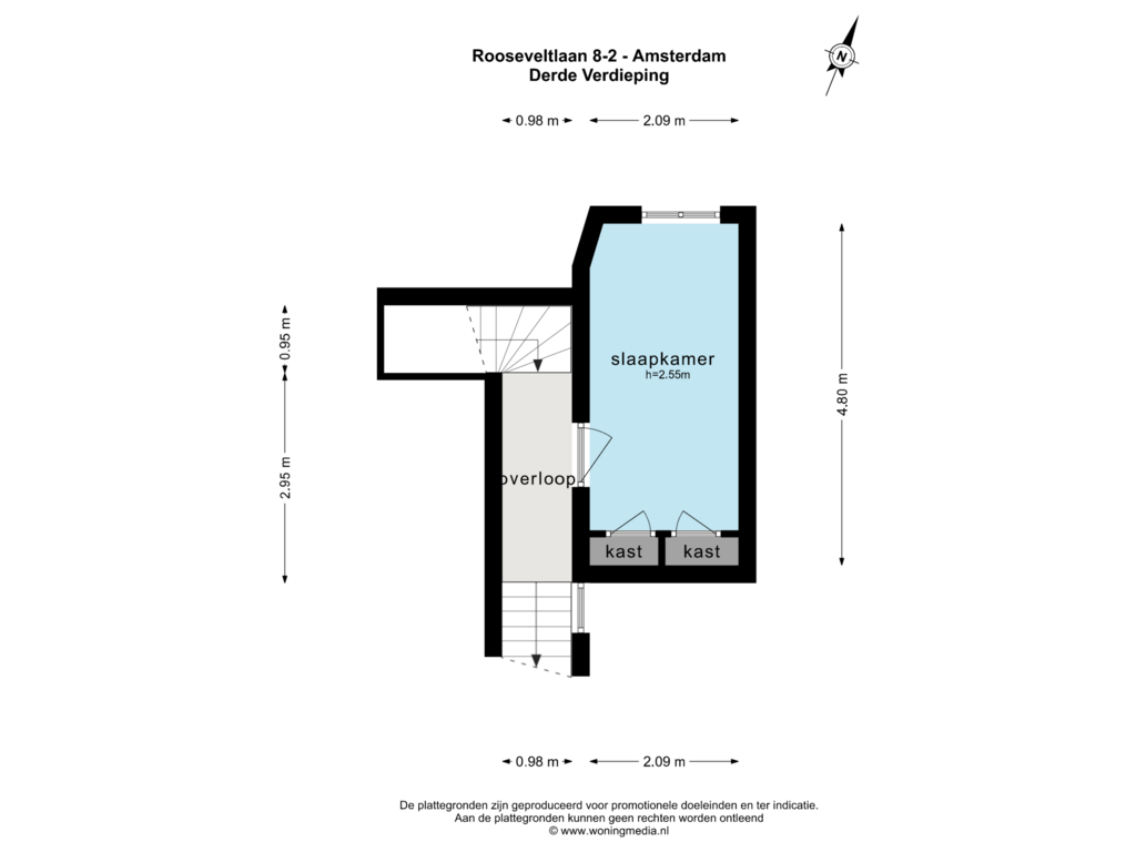 Bekijk plattegrond van Derde Verdieping van Rooseveltlaan 8-2