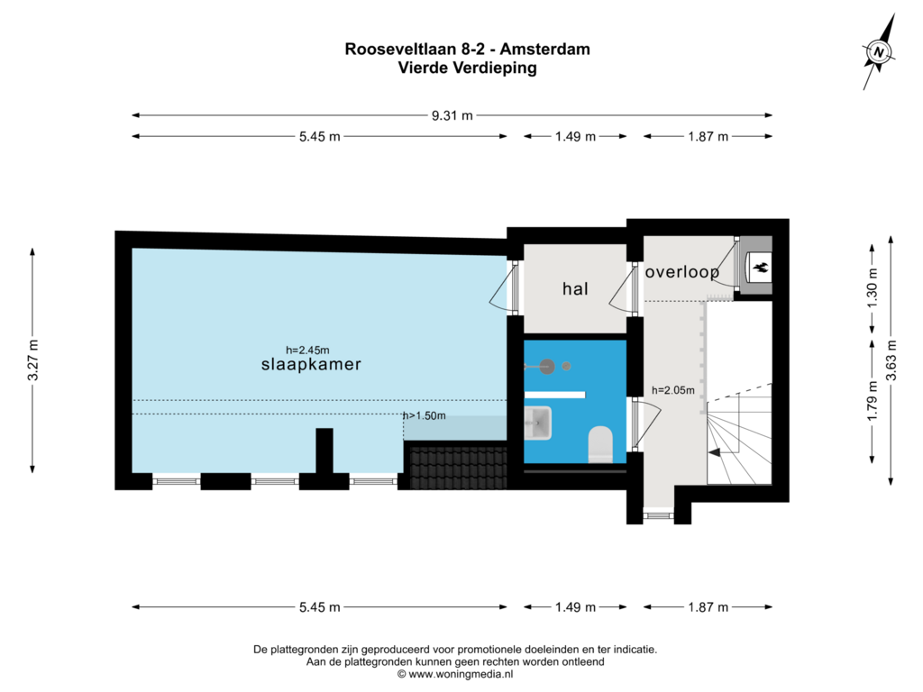 Bekijk plattegrond van Vierde Verdieping van Rooseveltlaan 8-2