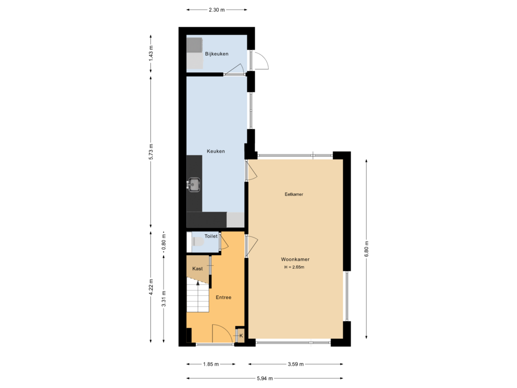 Bekijk plattegrond van Begane grond van Dahlialaan 21