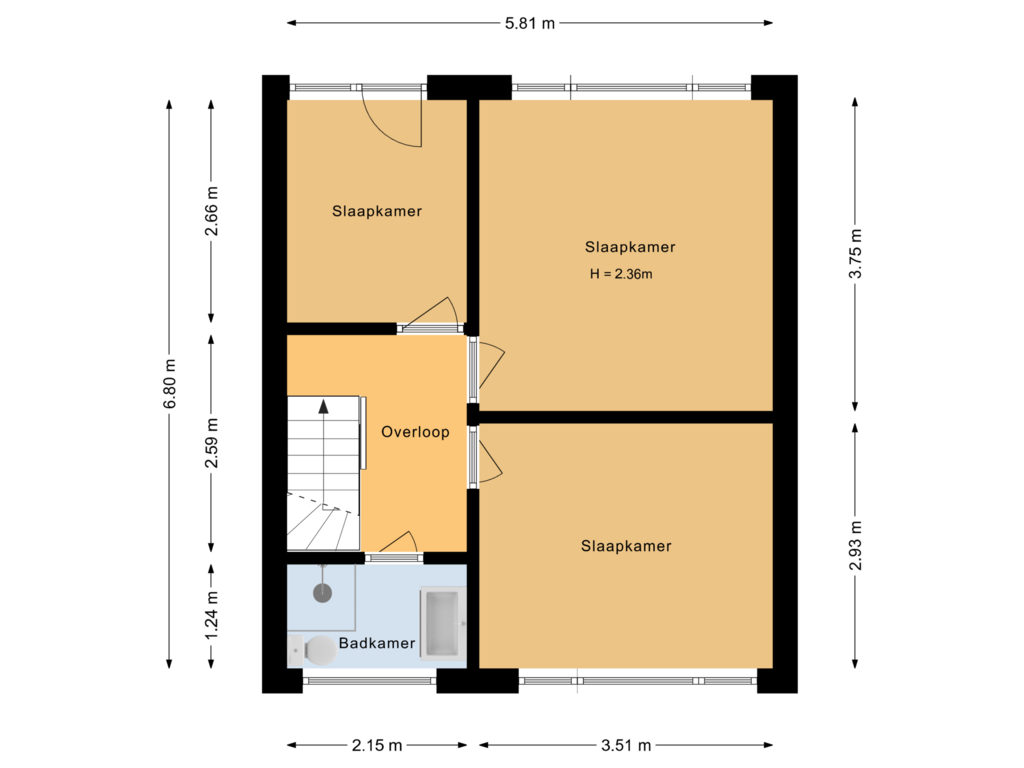 Bekijk plattegrond van Eerste verdieping van Dahlialaan 21