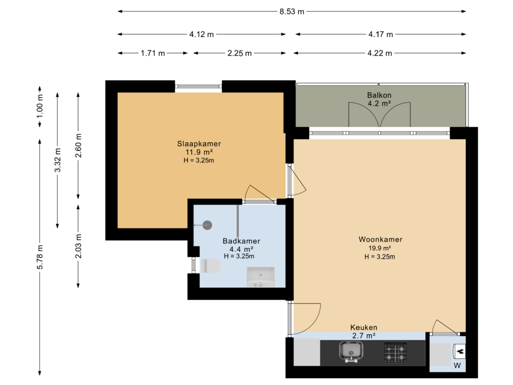 Bekijk plattegrond van Eerste verdieping 3 van Badhuisweg 3-A