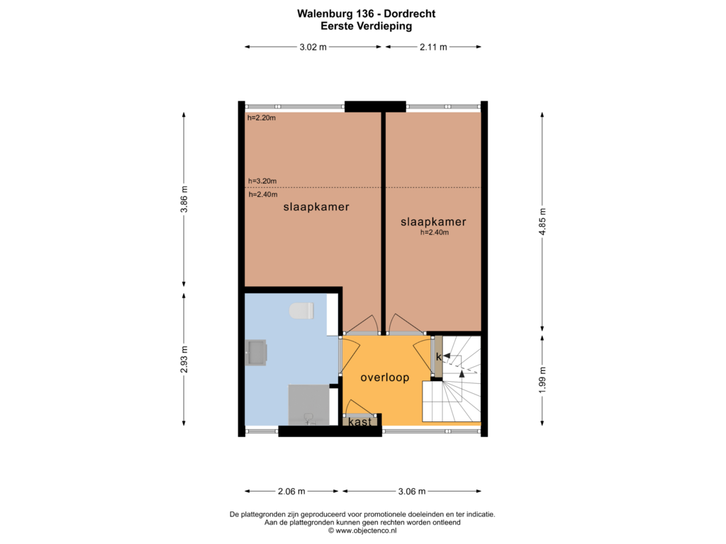 View floorplan of Eerste Verdieping of Walenburg 136