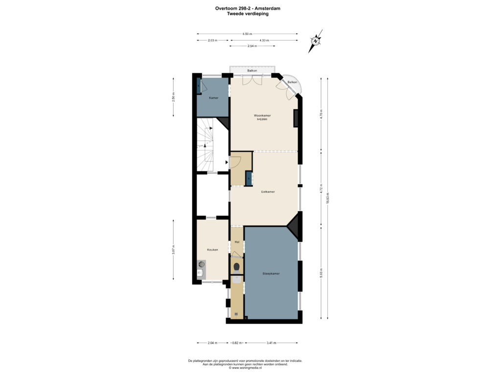 Bekijk plattegrond van 2e_verd van Overtoom 298-2