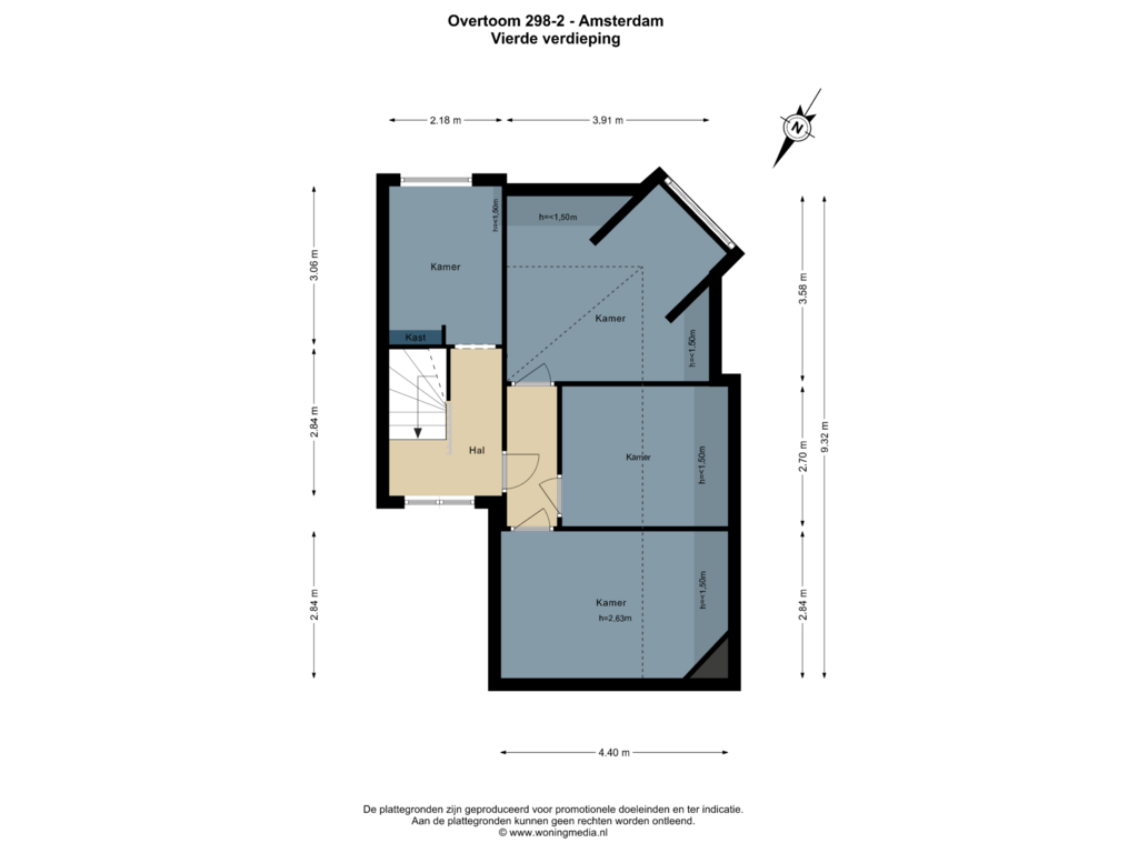 Bekijk plattegrond van 4e_verd van Overtoom 298-2