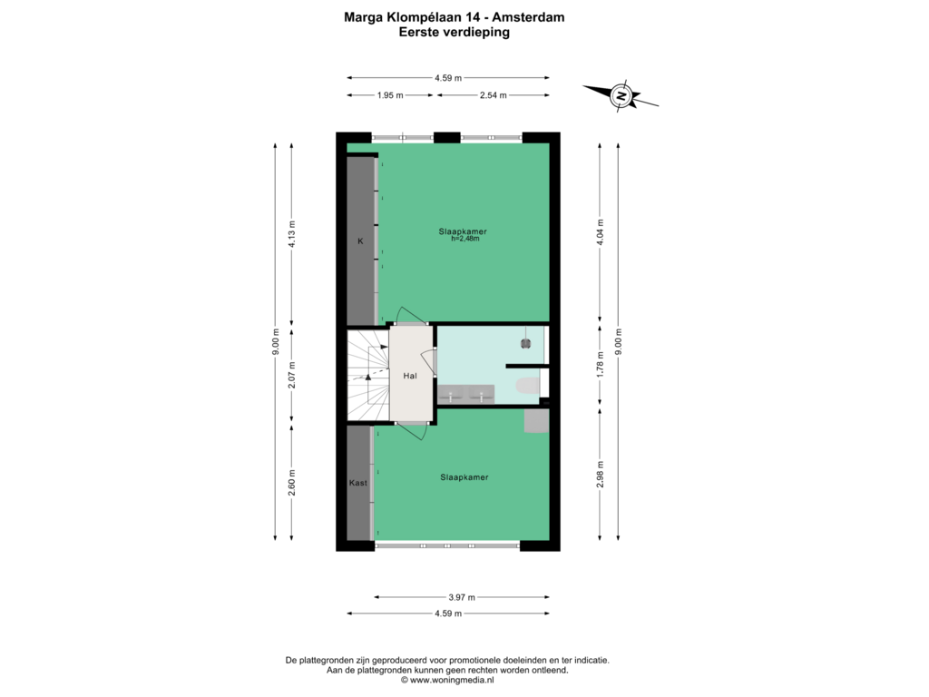 Bekijk plattegrond van Eerste verdieping van Marga Klompélaan 14