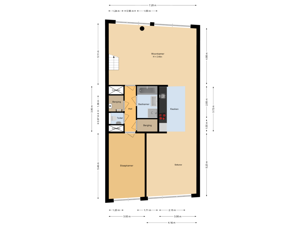 View floorplan of Begane grond of Binnenluiendijk 36