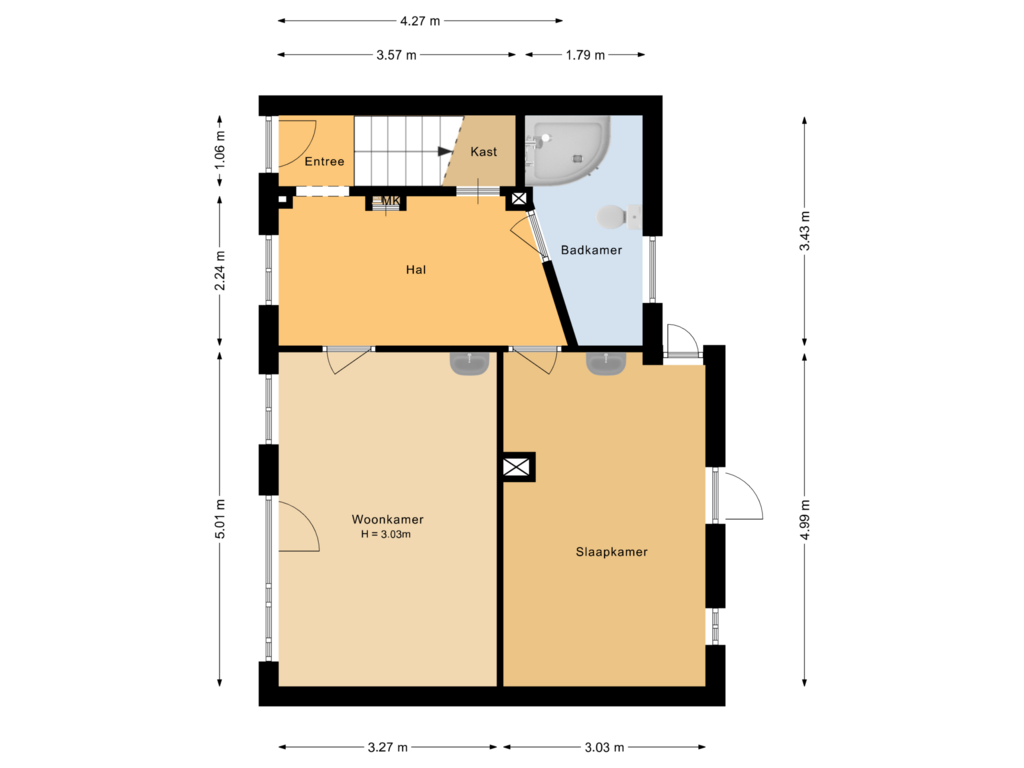 Bekijk plattegrond van Begane grond van Mariastraat 4