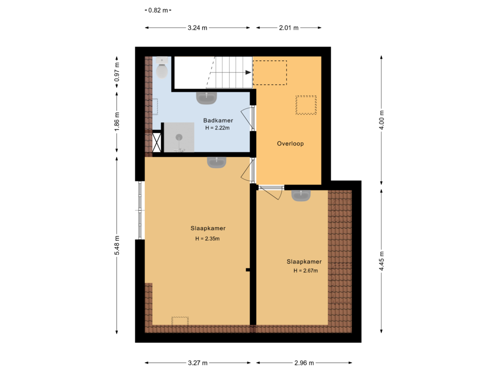 View floorplan of Tweede verdieping of Mariastraat 4