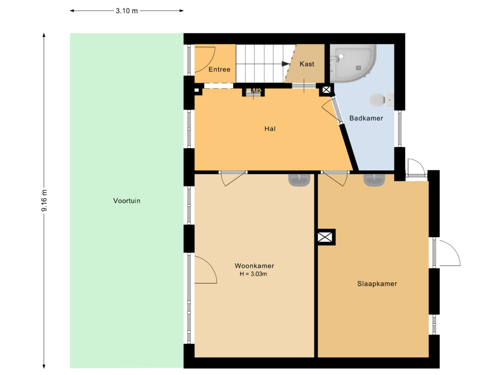 View floorplan of Situatie of Mariastraat 4