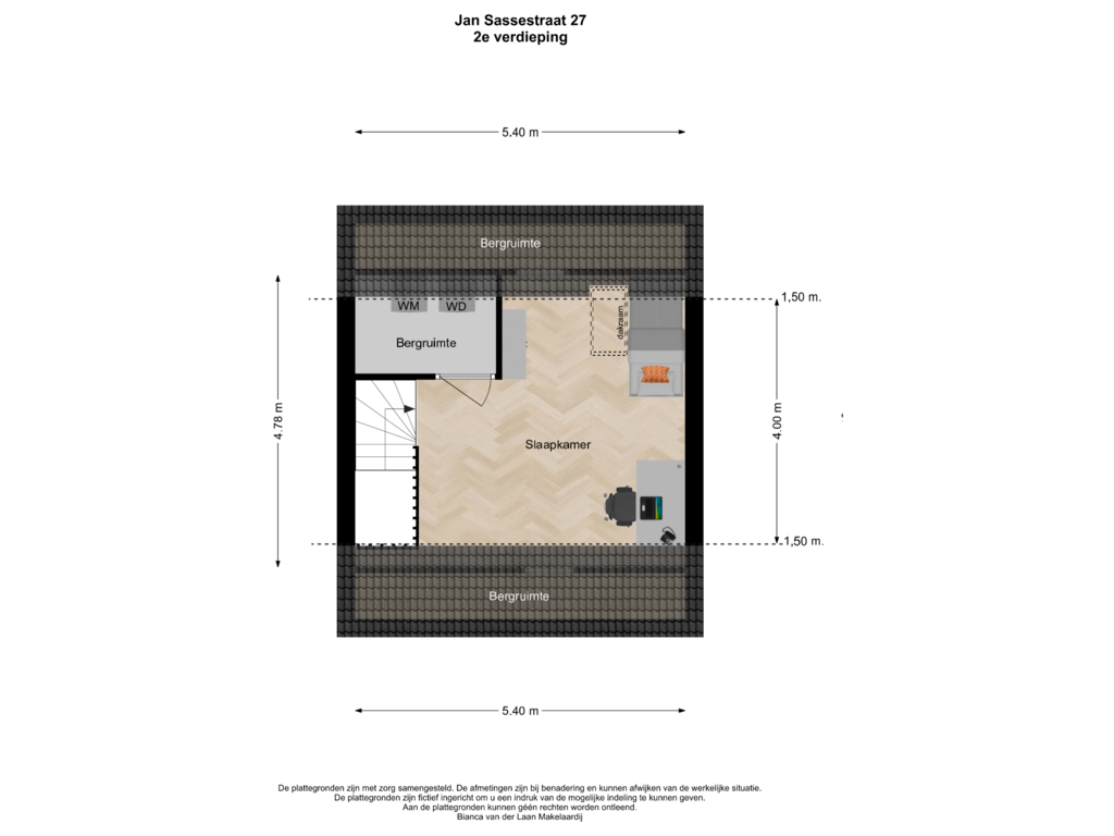 Bekijk plattegrond van 2e verdieping van Jan Sassestraat 27