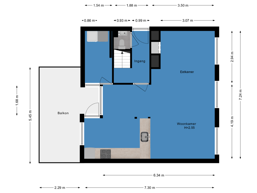 Bekijk plattegrond van Eerste etage van Aaltje Bakstraat 6-C