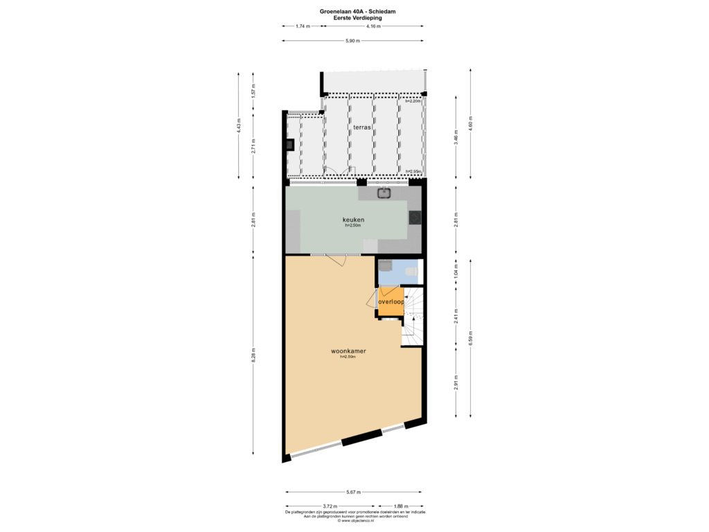 View floorplan of EERSTE VERDIEPING 40A of Groenelaan 40-A