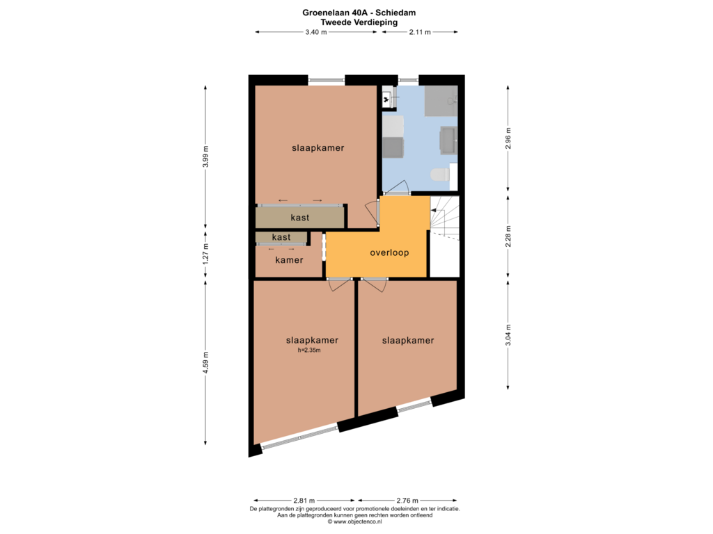 View floorplan of TWEEDE VERDIEPING 40A of Groenelaan 40-A