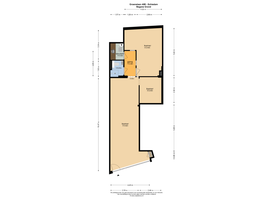 View floorplan of BEGANE GROND 40B of Groenelaan 40-A