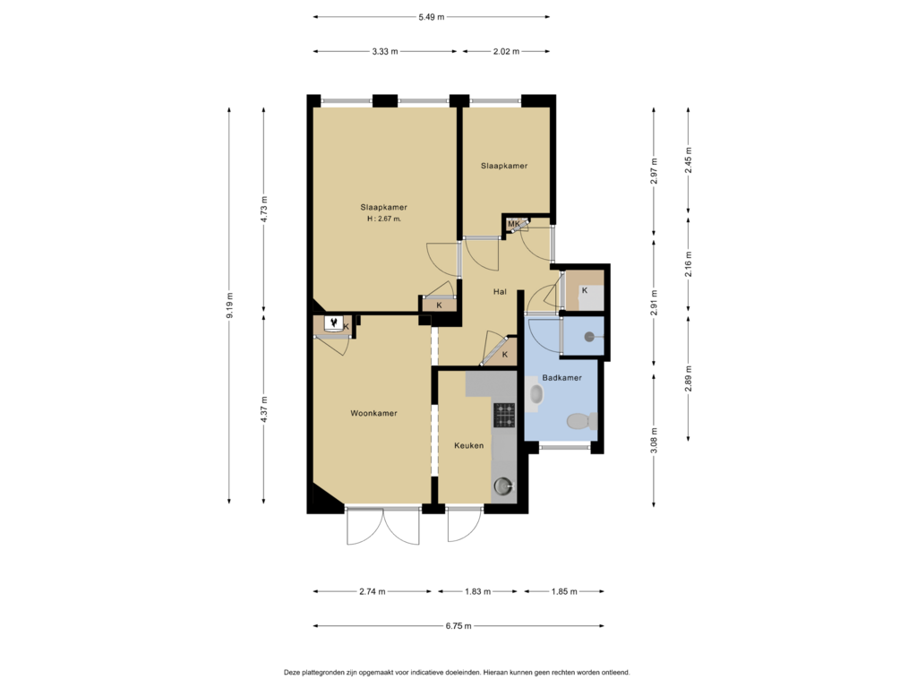 Bekijk plattegrond van Begane grond van Jan van Beersstraat 155