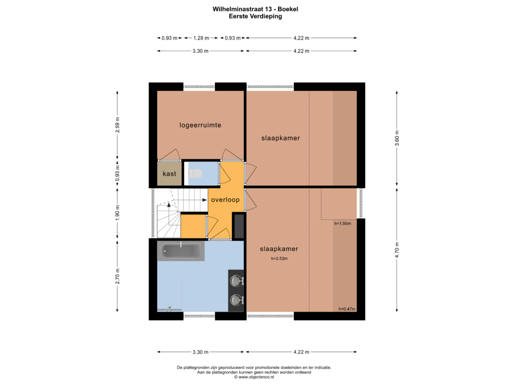 Bekijk plattegrond van EERSTE VERDIEPING van Wilhelminastraat 13