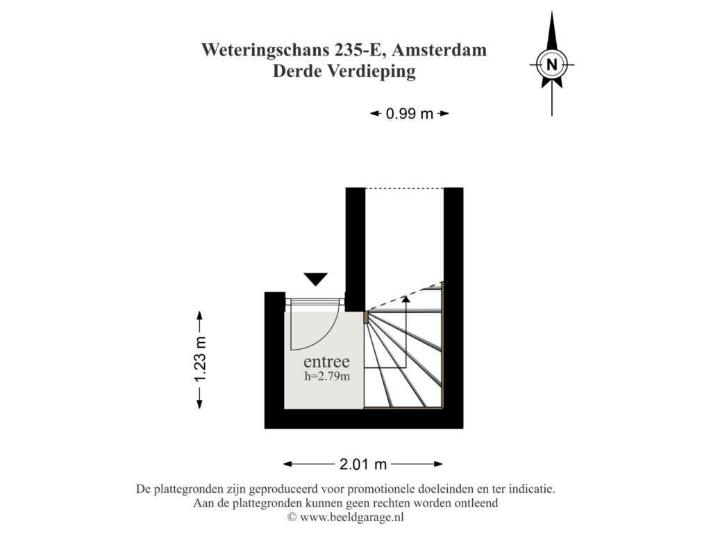 Bekijk plattegrond van Derde Verdieping van Weteringschans 235-E