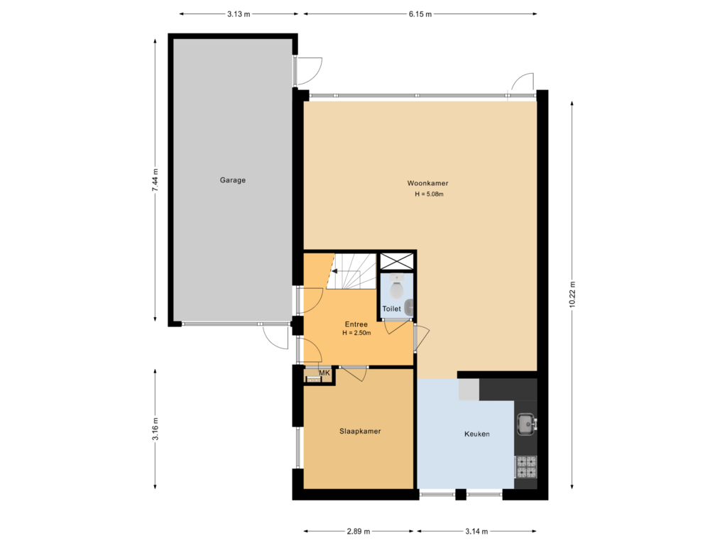 View floorplan of Begane grond of Steenderkamp 18