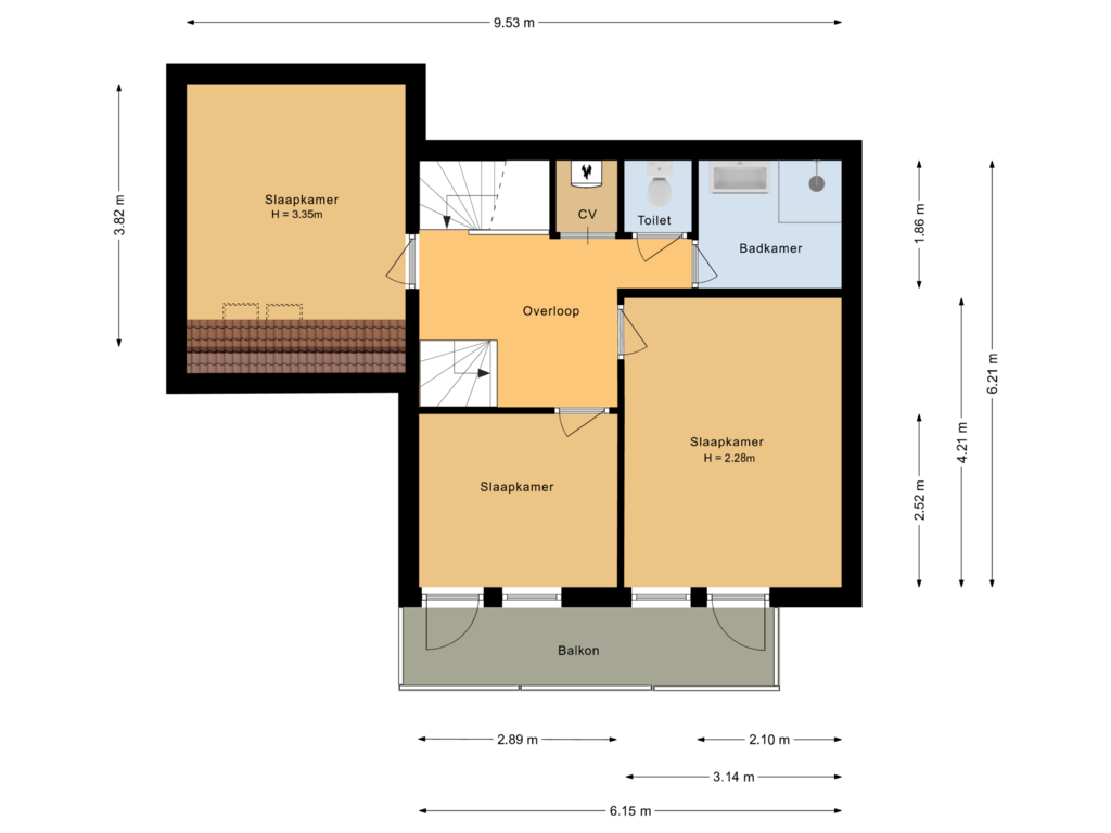 View floorplan of Eerste verdieping of Steenderkamp 18