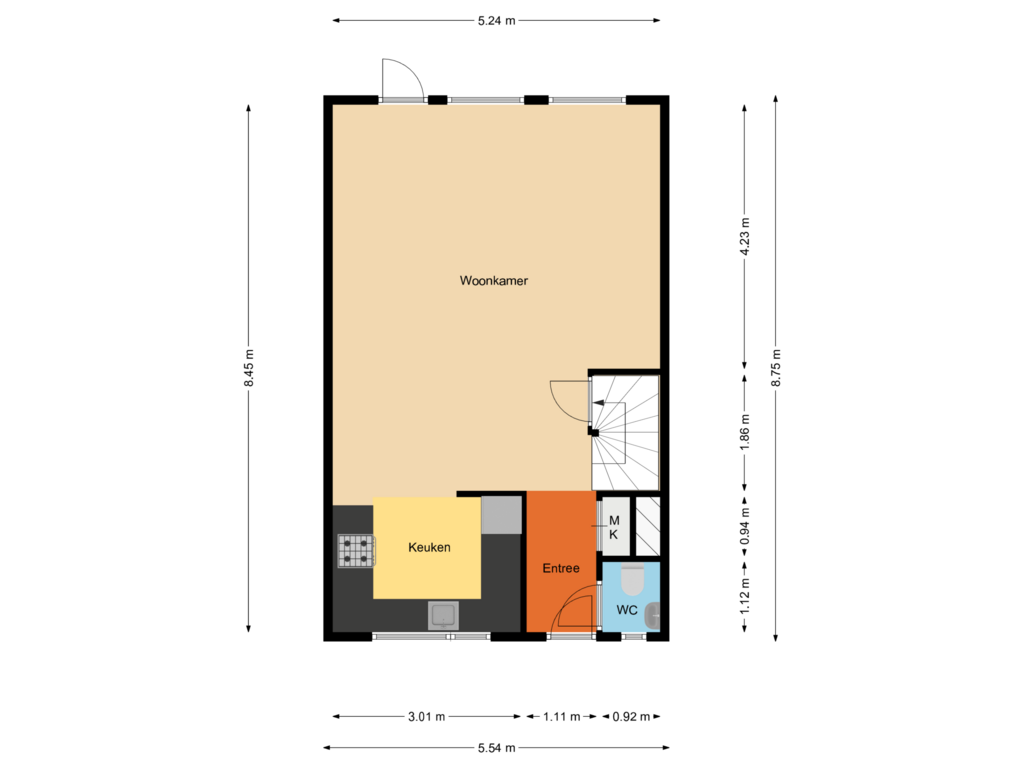 Bekijk plattegrond van Begane grond van Middenbaan-Zuid 562