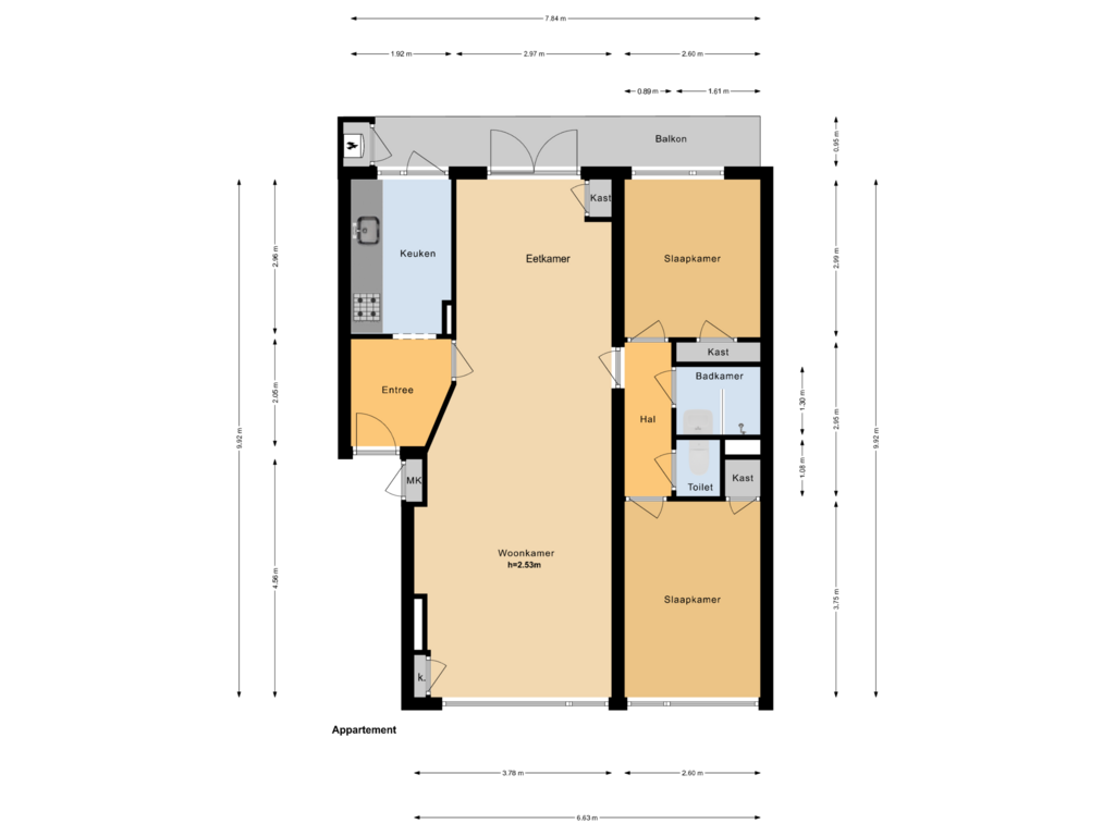 Bekijk plattegrond van Appartement van Mr. Jan Gerritszlaan 79