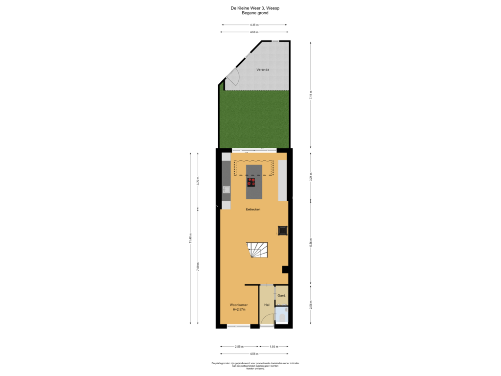 Bekijk plattegrond van Begane grond van De Kleine Weer 3