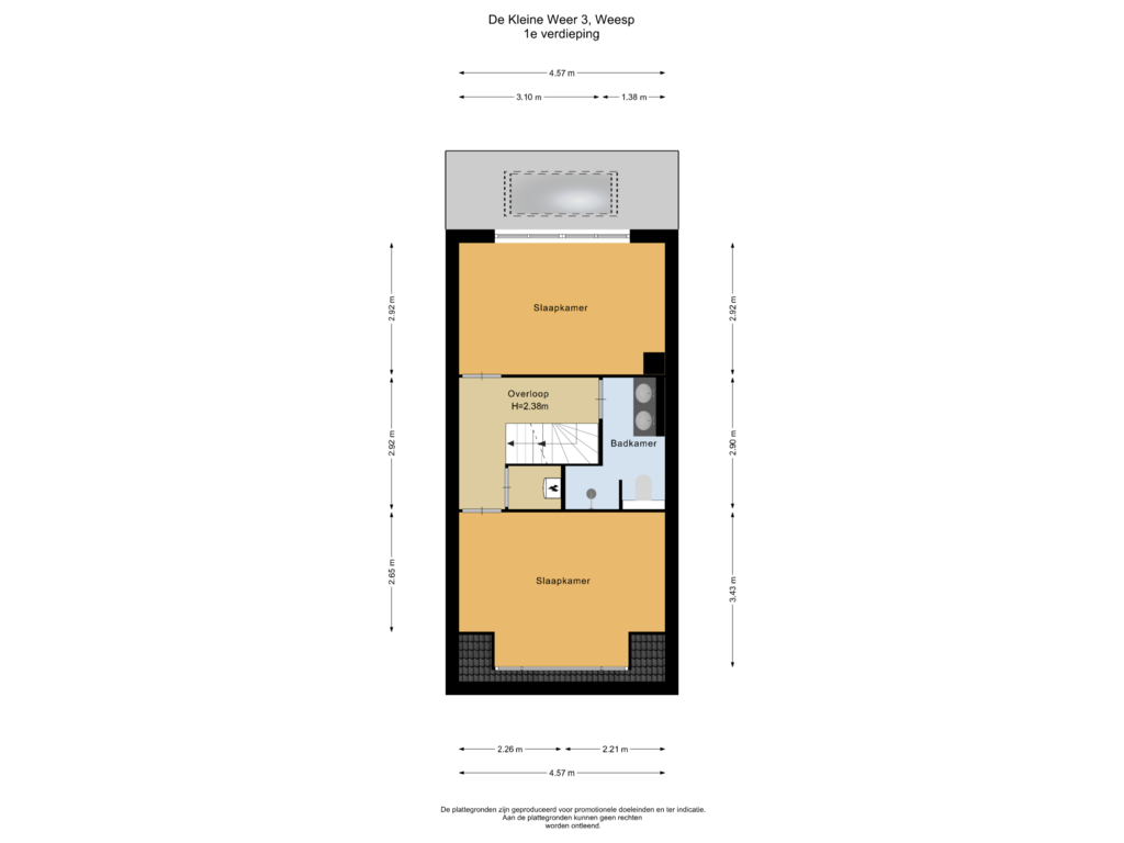 Bekijk plattegrond van 1e verdieping van De Kleine Weer 3