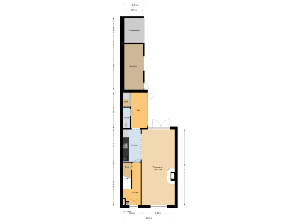 Bekijk plattegrond van Begane grond van Trompstraat 31