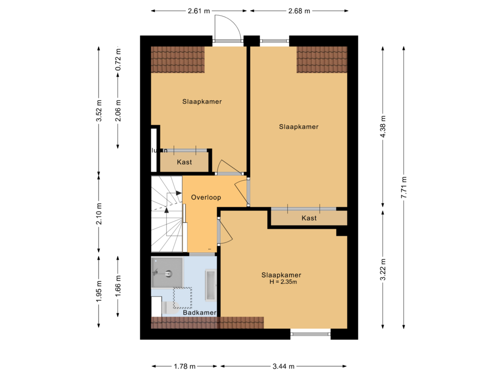 Bekijk plattegrond van Eerste verdieping van Trompstraat 31