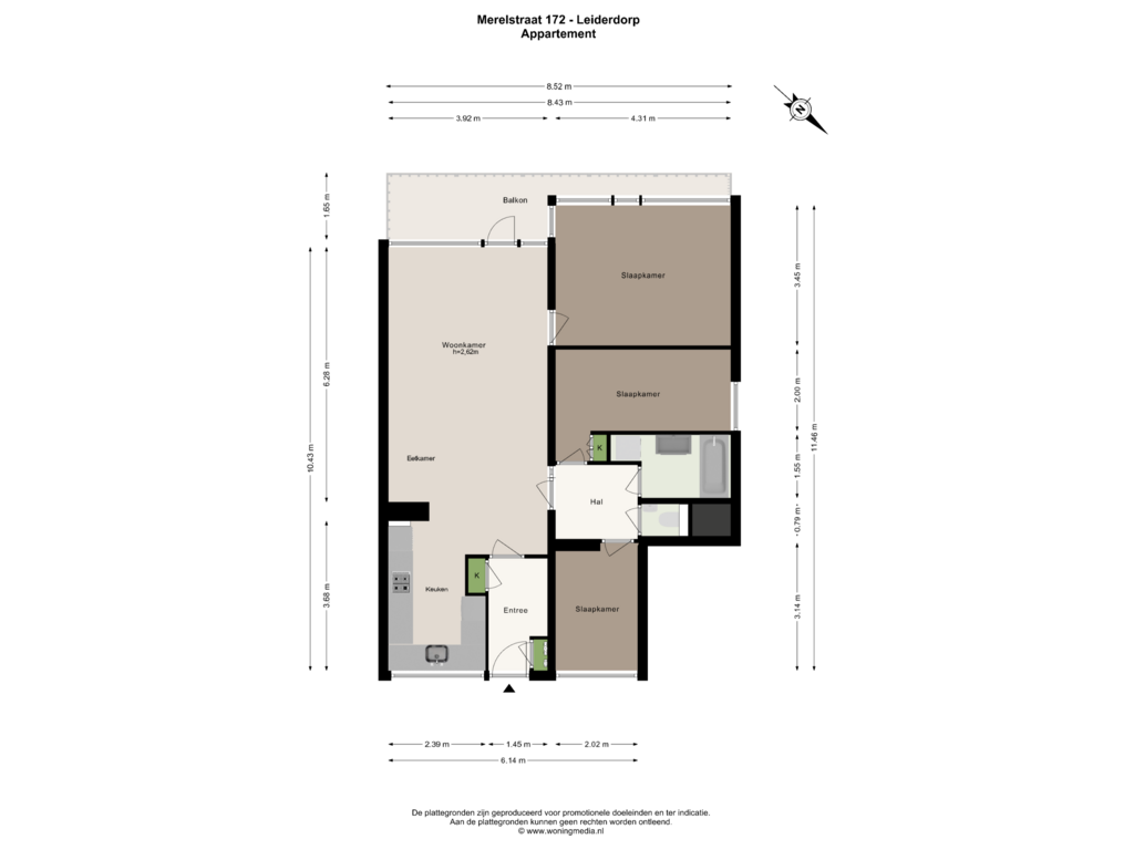 Bekijk plattegrond van Appartement van Merelstraat 172