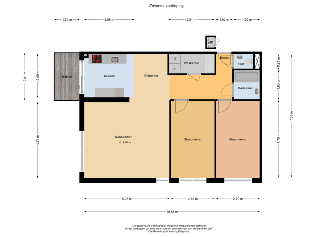 Bekijk plattegrond van 7e Verdieping van Boterbloem 71