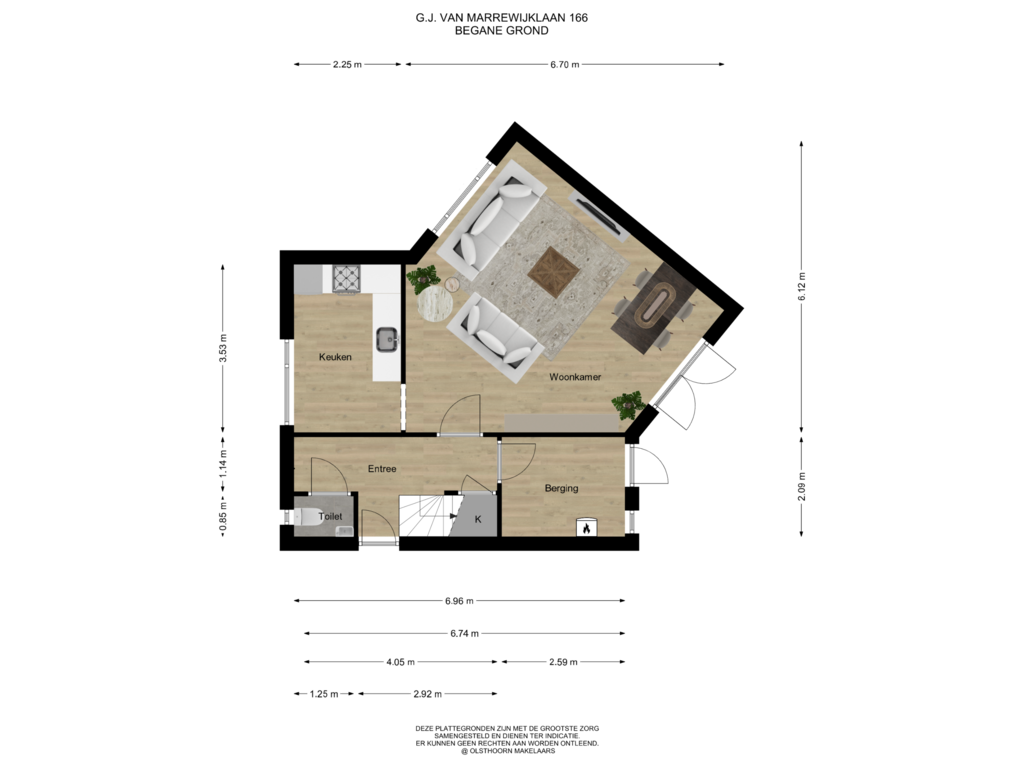 View floorplan of Begane grond of G.J. van Marrewijklaan 166