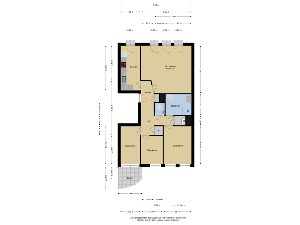 View floorplan of Verdieping 2 of Vaillantlaan 278