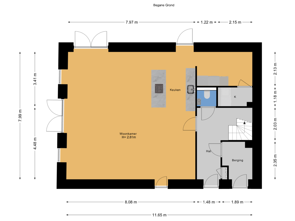 Bekijk plattegrond van Begane Grond van Oliemolen 2