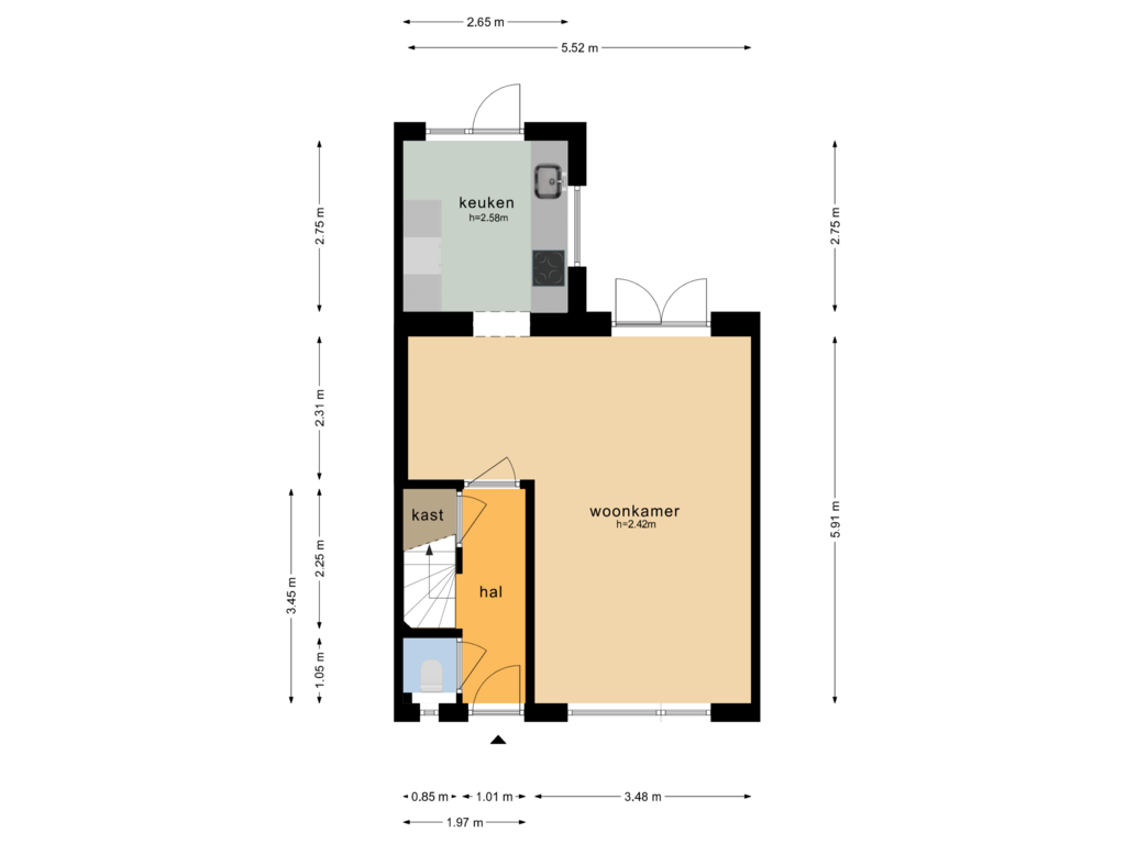 Bekijk plattegrond van BEGANE GROND van Mauritsstraat 18