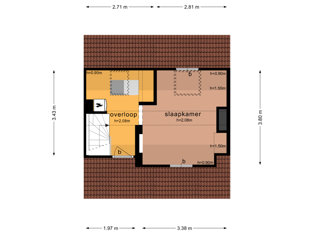 Bekijk plattegrond van TWEEDE VERDIEPING van Mauritsstraat 18