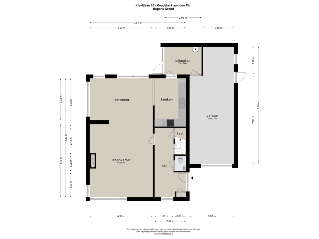 Bekijk plattegrond van BEGANE GROND van Kievitlaan 10