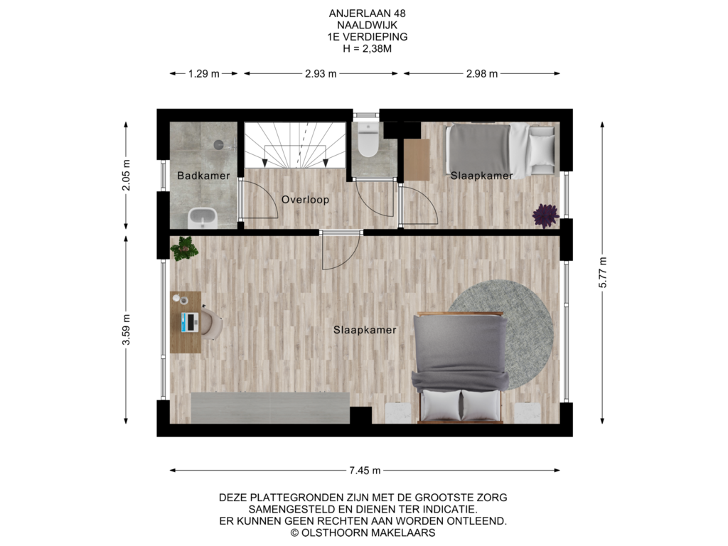 Bekijk plattegrond van 1e Verdieping van Anjerlaan 48