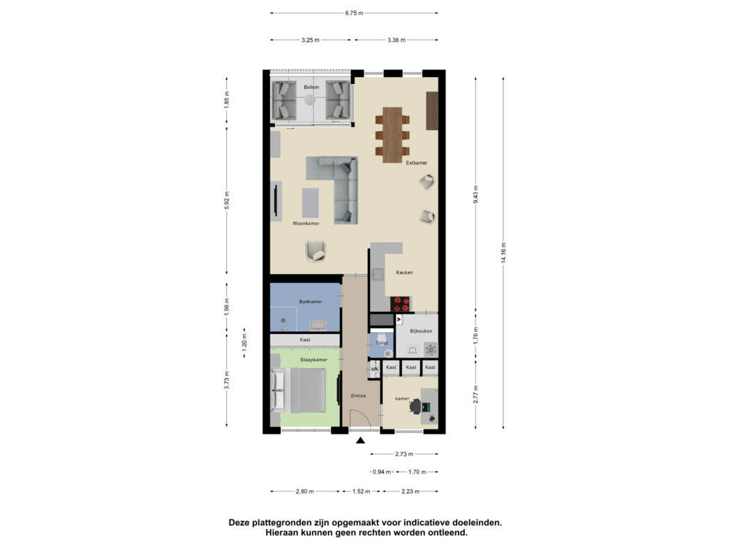 Bekijk plattegrond van Appartement van Grotestraat 14-102