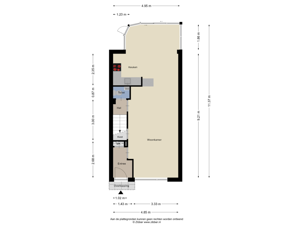 Bekijk plattegrond van Begane grond van Brederodeweg 4