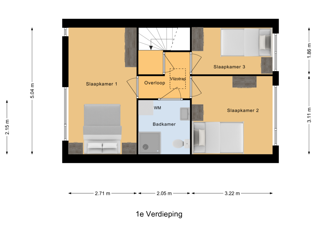 Bekijk plattegrond van 1e Verdieping van De Wolfstraat 18