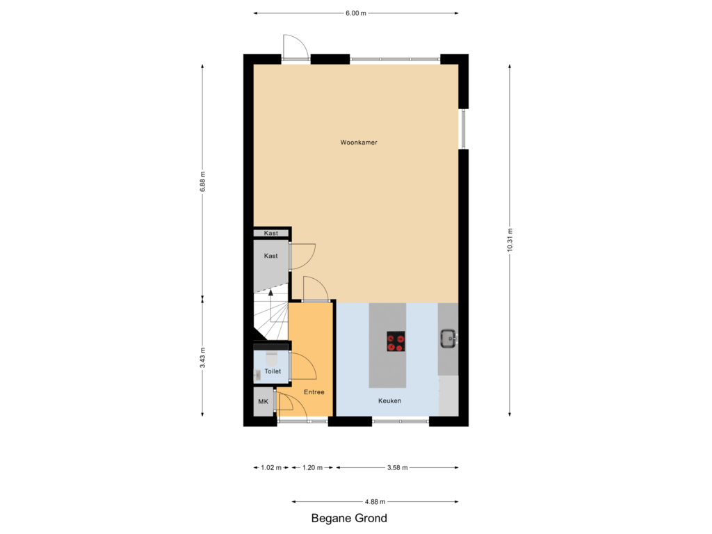 Bekijk plattegrond van Begane Grond van H. Bierlingstraat 1