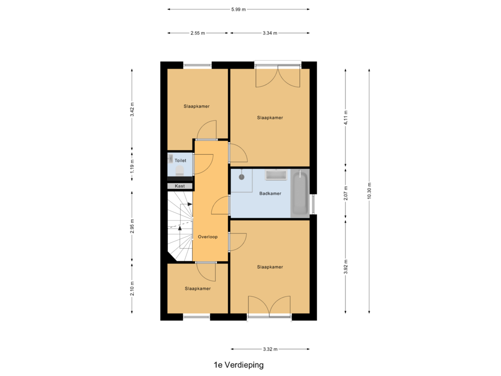 Bekijk plattegrond van 1e Verdieping van H. Bierlingstraat 1