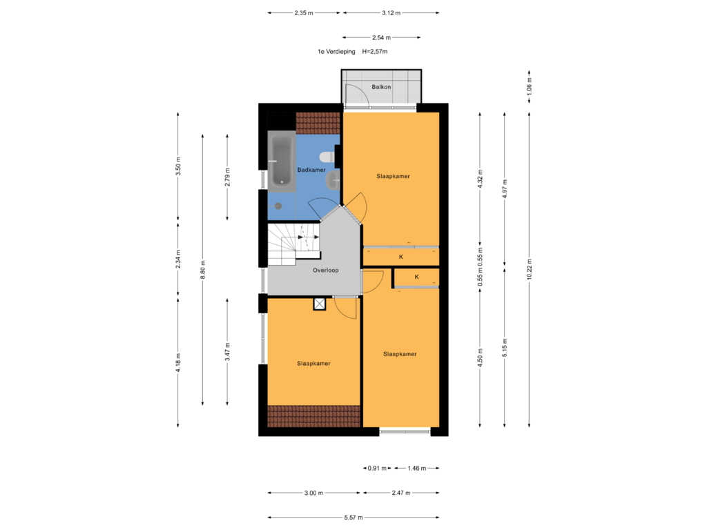 Bekijk plattegrond van 1e Verdieping van Schout 6