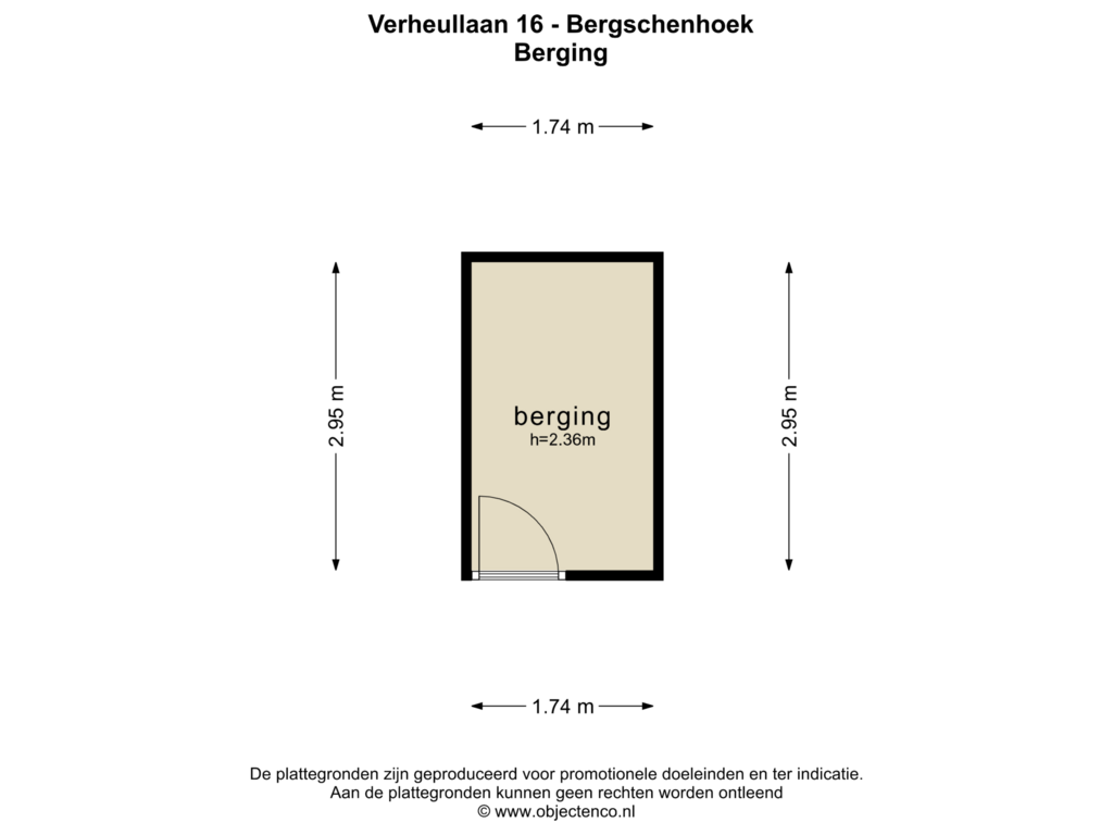 Bekijk plattegrond van BERGING van Verheullaan 16