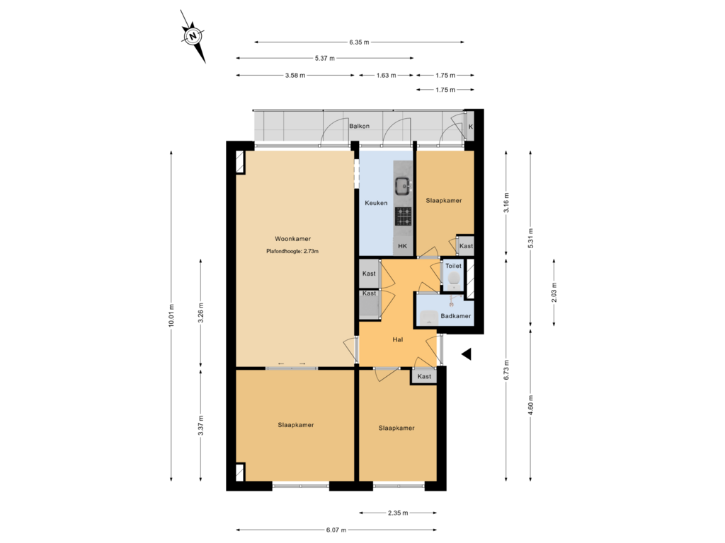 Bekijk plattegrond van  Plattegrond van Herman Gorterstraat 3-B